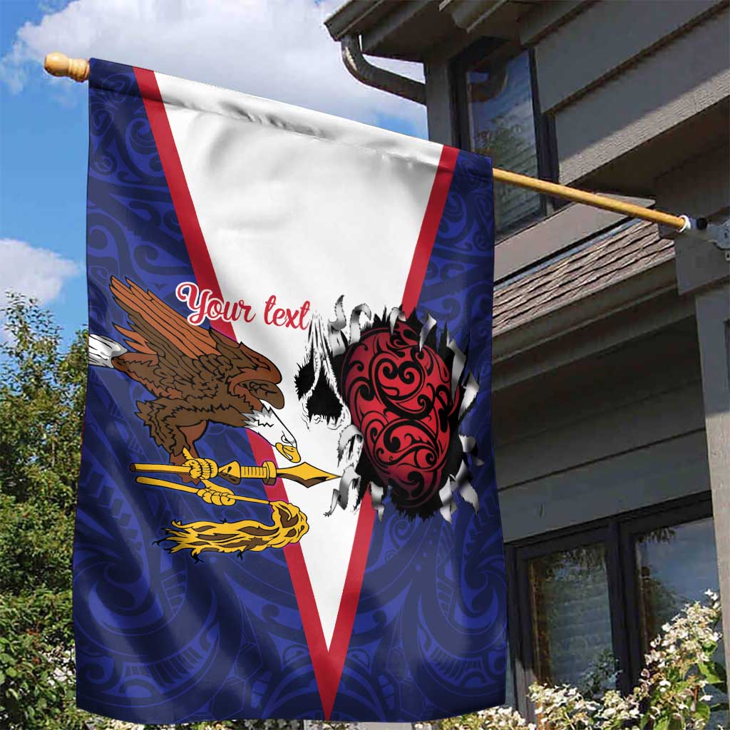 American Samoa Heart Tribal Personalized Garden Flag Polynesian Patterns