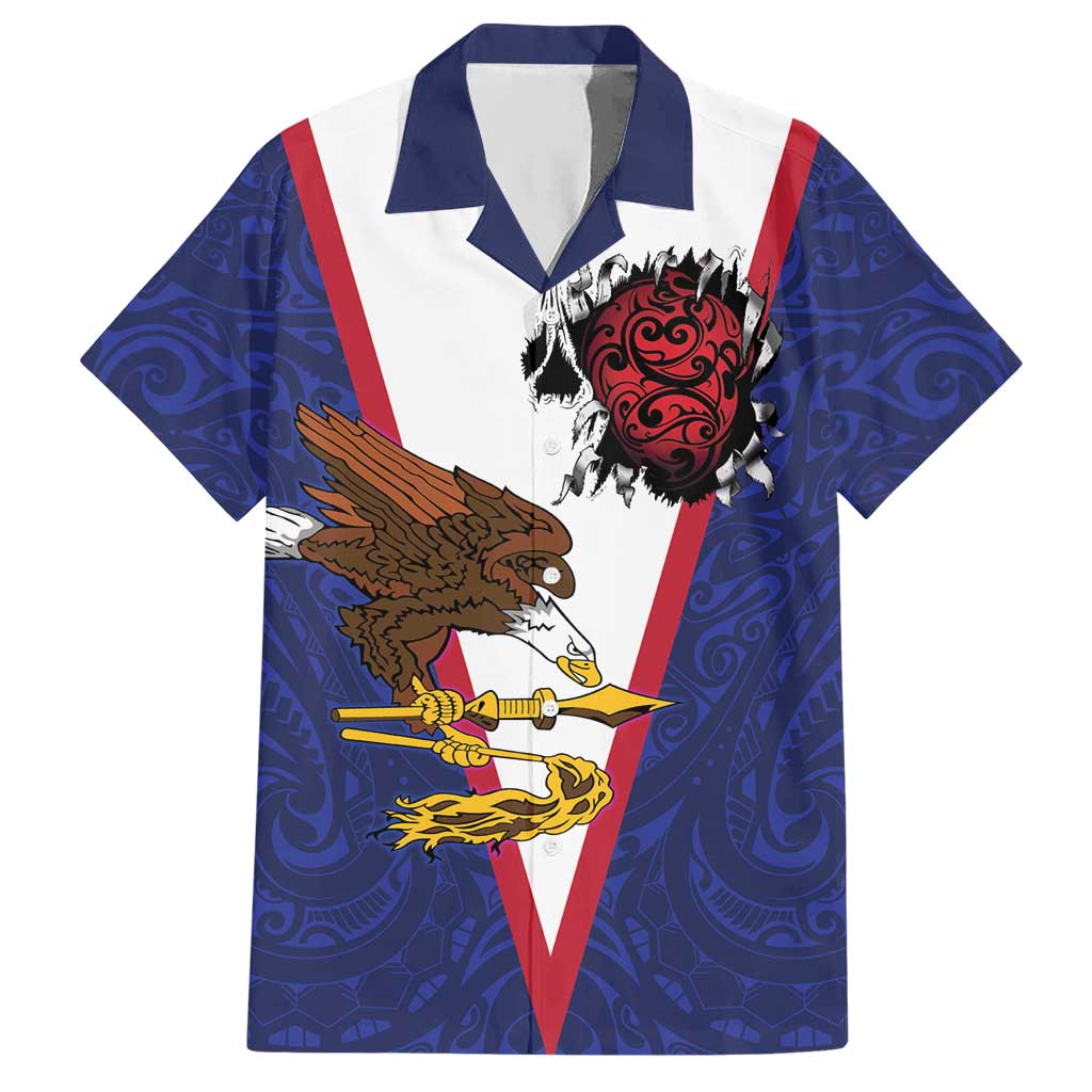 American Samoa Heart Tribal Personalized Hawaiian Shirt Polynesian Patterns LT9 Blue - Polynesian Pride