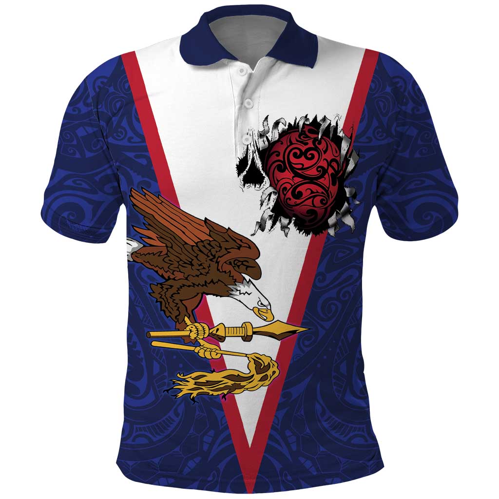American Samoa Heart Tribal Personalized Polo Shirt Polynesian Patterns