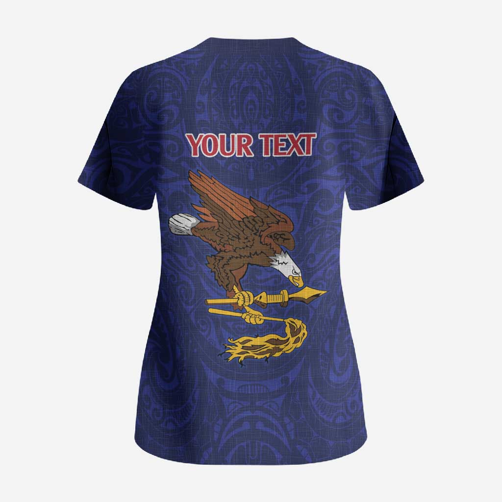 American Samoa Heart Tribal Personalized Scrub Top Polynesian Patterns LT9 - Polynesian Pride
