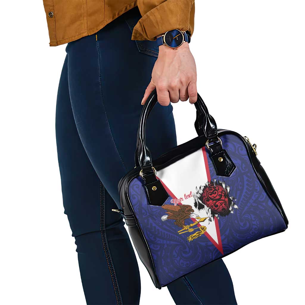American Samoa Heart Tribal Personalized Shoulder Handbag Polynesian Patterns