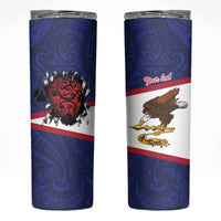 American Samoa Heart Tribal Personalized Skinny Tumbler Polynesian Patterns LT9 Blue - Polynesian Pride
