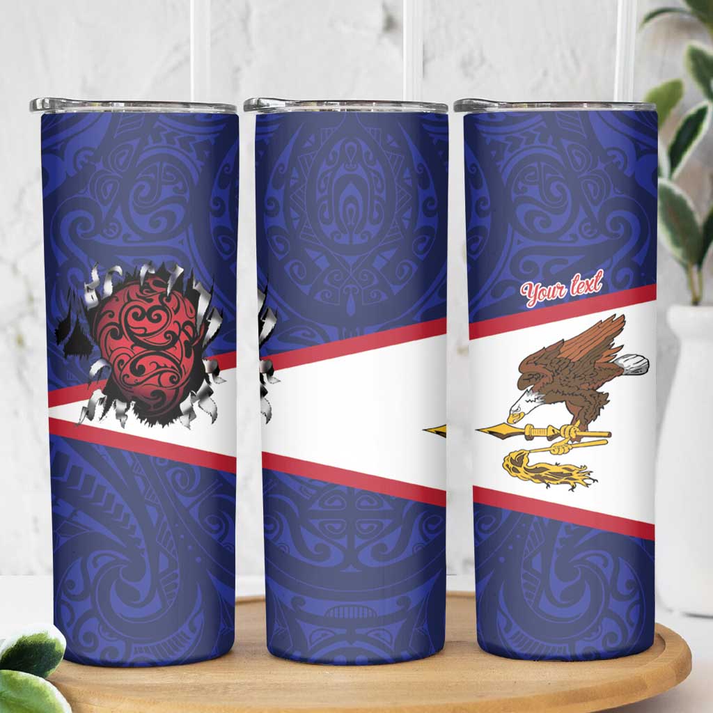 American Samoa Heart Tribal Personalized Skinny Tumbler Polynesian Patterns LT9 - Polynesian Pride