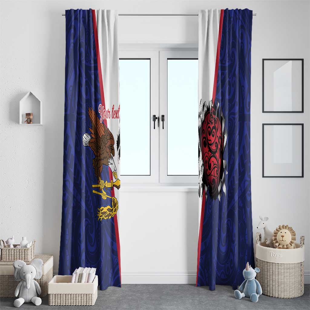American Samoa Heart Tribal Personalized Window Curtain Polynesian Patterns
