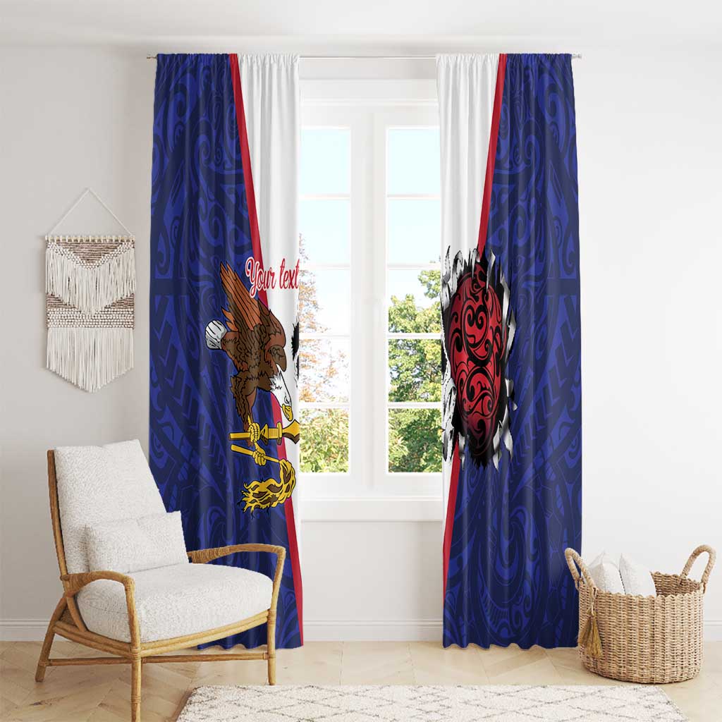 American Samoa Heart Tribal Personalized Window Curtain Polynesian Patterns