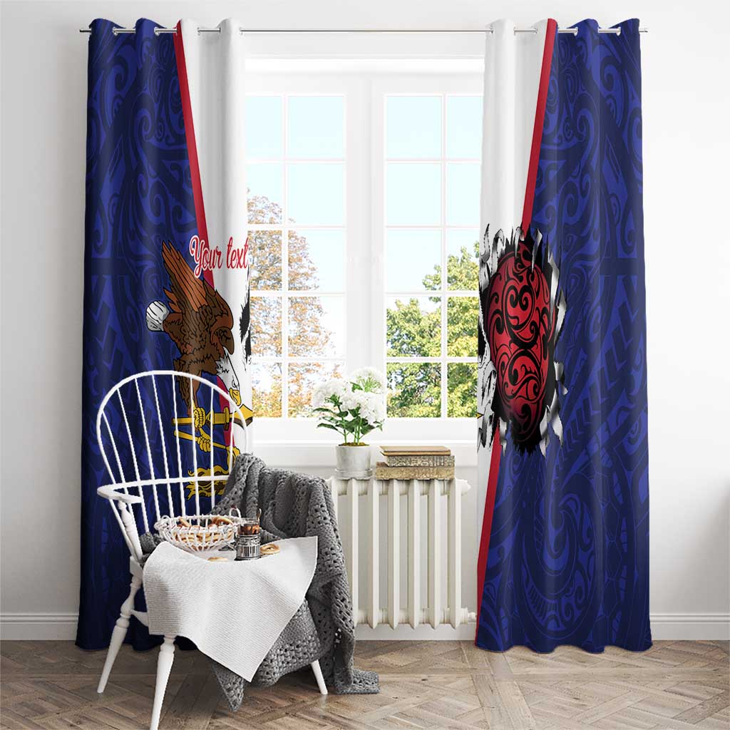American Samoa Heart Tribal Personalized Window Curtain Polynesian Patterns