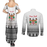 Fiji Heart Tribal Personalised Couples Matching Summer Maxi Dress and Long Sleeve Button Shirt Polynesian Patterns
