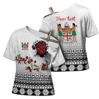 Fiji Heart Tribal Personalised Cross Shoulder Shirt Polynesian Patterns