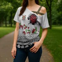 Fiji Heart Tribal Personalised Cross Shoulder Shirt Polynesian Patterns