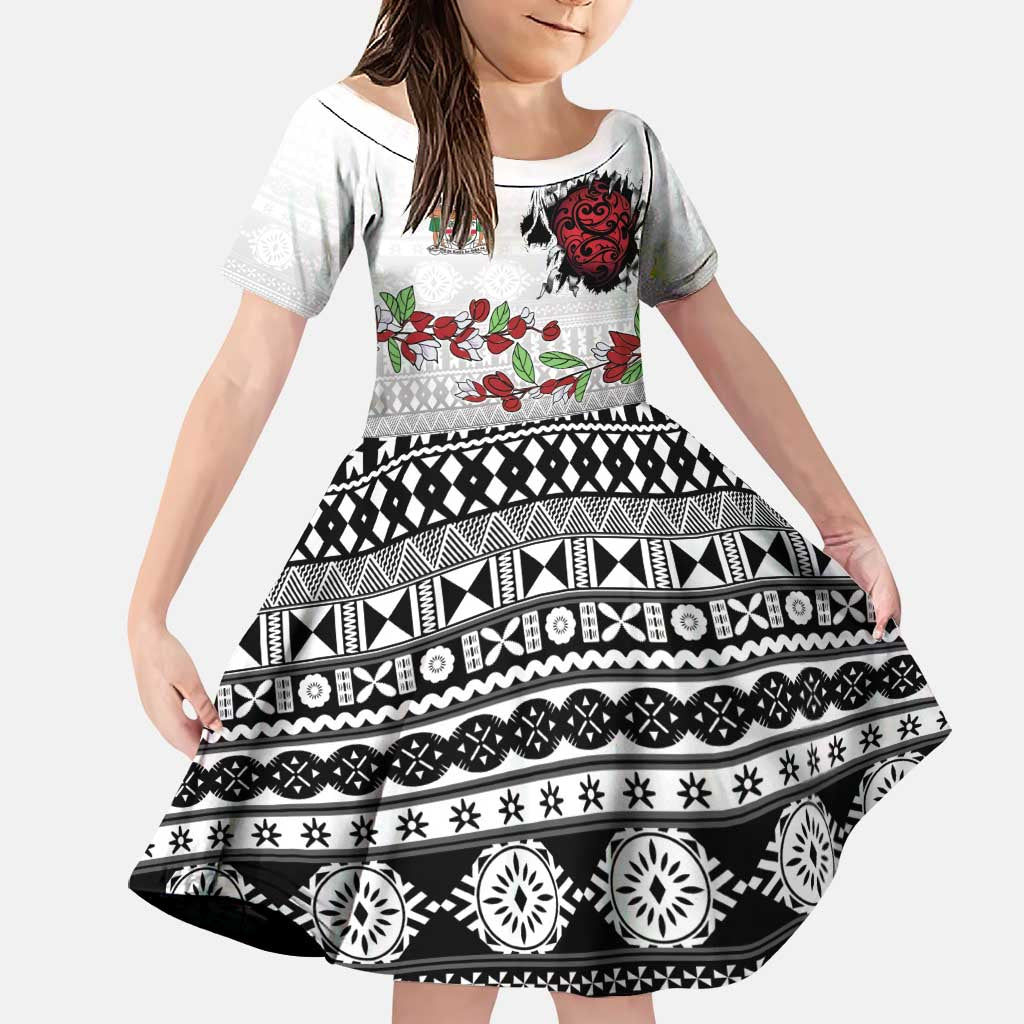 Fiji Heart Tribal Personalised Family Matching Off Shoulder Short Dress and Hawaiian Shirt Polynesian Patterns