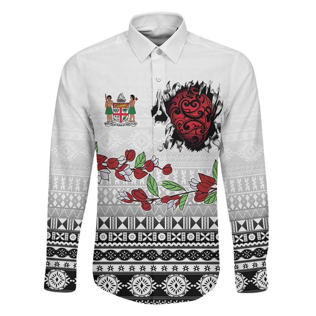Fiji Heart Tribal Personalised Family Matching Off Shoulder Short Dress and Hawaiian Shirt Polynesian Patterns