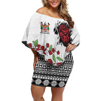 Fiji Heart Tribal Personalised Family Matching Off Shoulder Short Dress and Hawaiian Shirt Polynesian Patterns