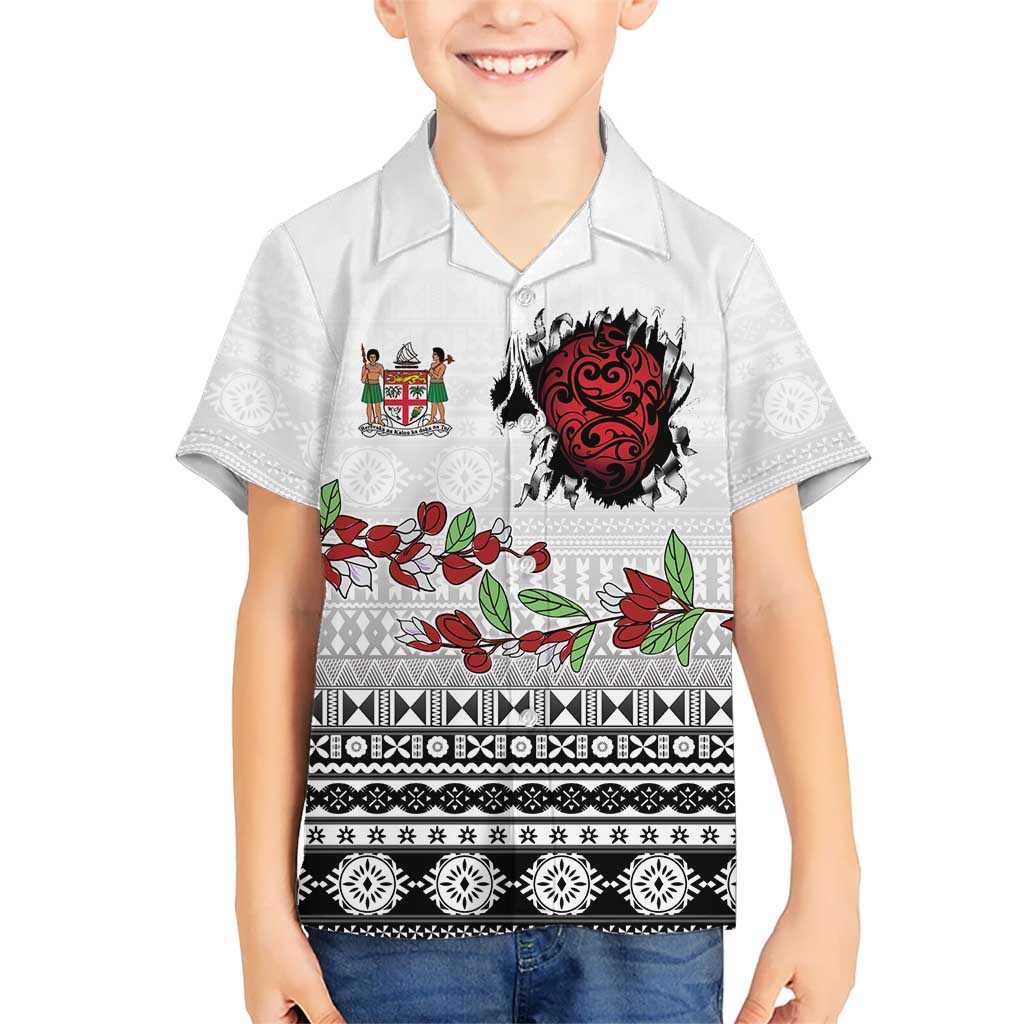 Fiji Heart Tribal Personalised Family Matching Off Shoulder Short Dress and Hawaiian Shirt Polynesian Patterns