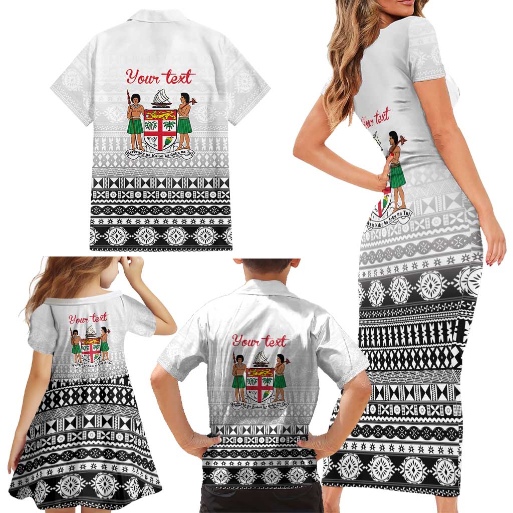 Fiji Heart Tribal Personalised Family Matching Short Sleeve Bodycon Dress and Hawaiian Shirt Polynesian Patterns
