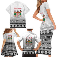 Fiji Heart Tribal Personalised Family Matching Short Sleeve Bodycon Dress and Hawaiian Shirt Polynesian Patterns