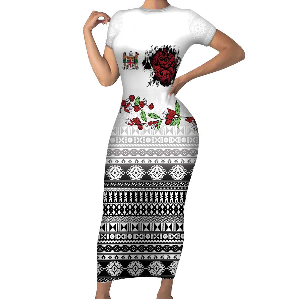 Fiji Heart Tribal Personalised Family Matching Short Sleeve Bodycon Dress and Hawaiian Shirt Polynesian Patterns