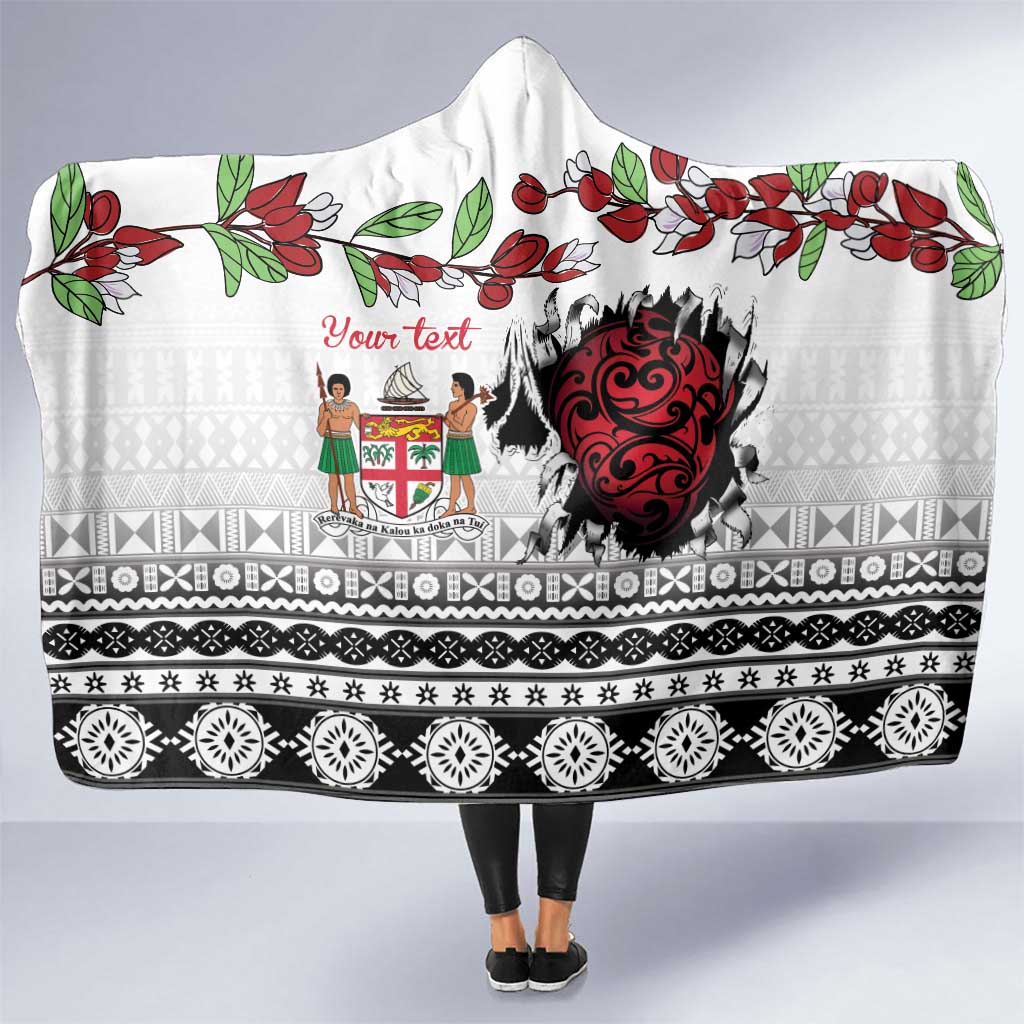 Fiji Heart Tribal Personalised Hooded Blanket Polynesian Patterns