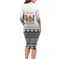 Fiji Heart Tribal Personalised Long Sleeve Bodycon Dress Polynesian Patterns