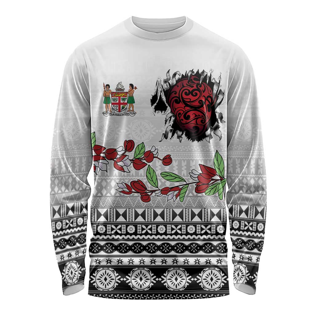 Fiji Heart Tribal Personalised Long Sleeve Shirt Polynesian Patterns