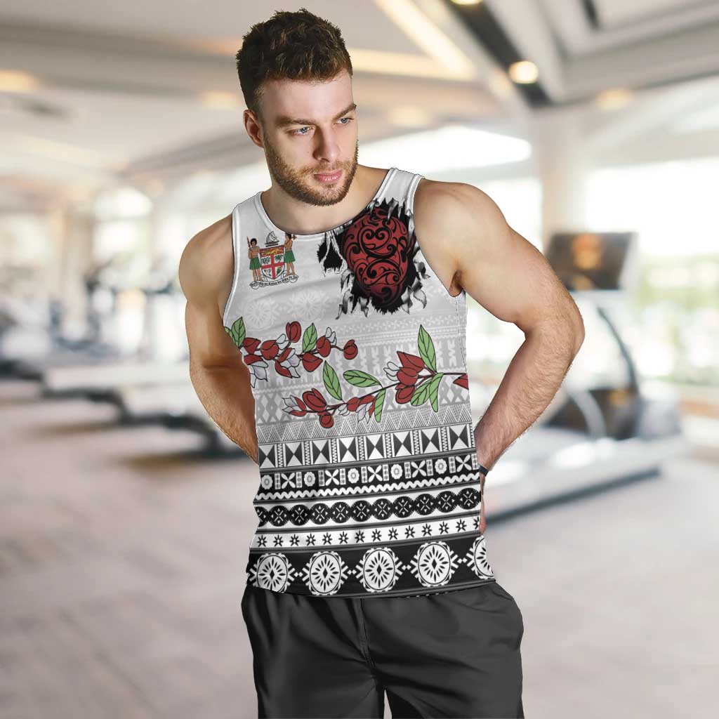 Fiji Heart Tribal Personalised Men Tank Top Polynesian Patterns