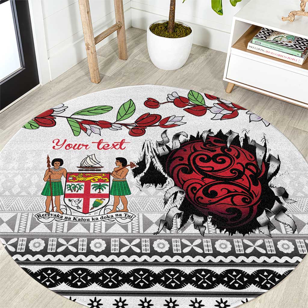 Fiji Heart Tribal Personalised Round Carpet Polynesian Patterns