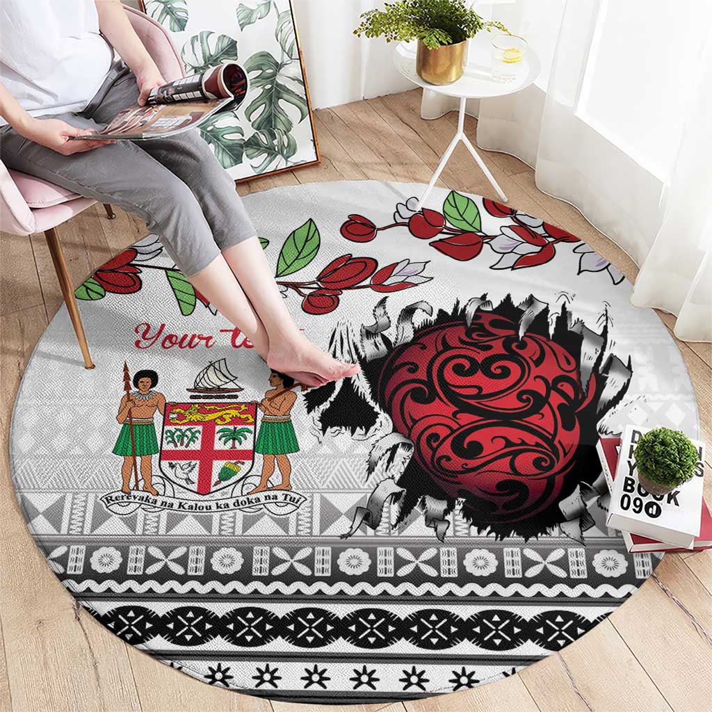 Fiji Heart Tribal Personalised Round Carpet Polynesian Patterns