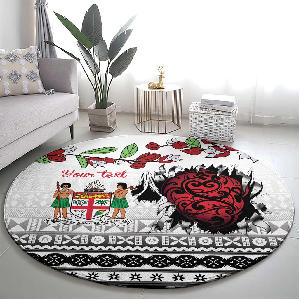 Fiji Heart Tribal Personalised Round Carpet Polynesian Patterns