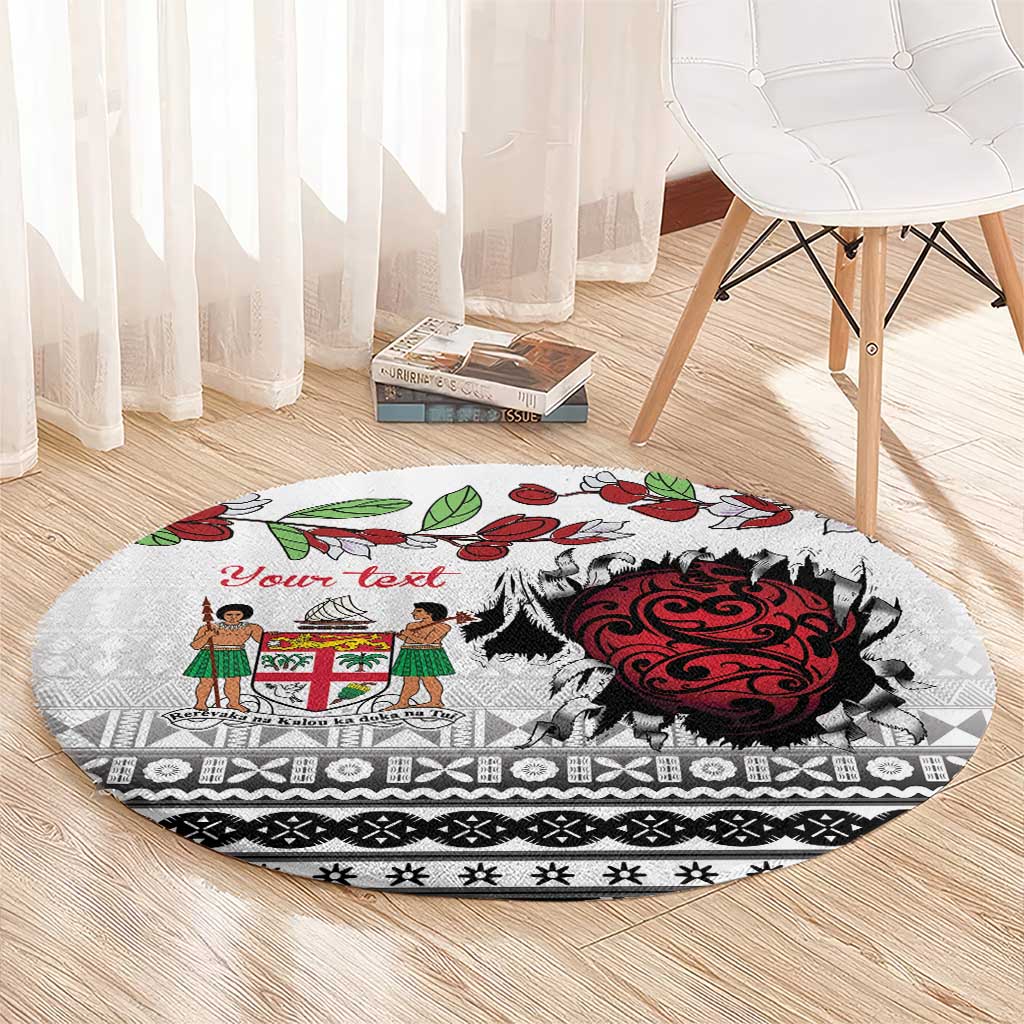 Fiji Heart Tribal Personalised Round Carpet Polynesian Patterns