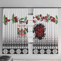 Fiji Heart Tribal Personalised Window Curtain Polynesian Patterns LT9 With Hooks White - Polynesian Pride
