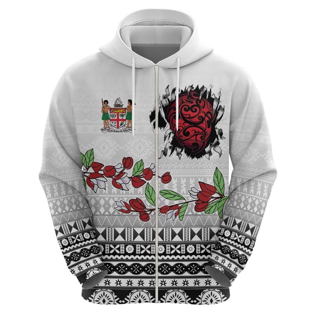 Fiji Heart Tribal Personalised Zip Hoodie Polynesian Patterns LT9 - Polynesian Pride