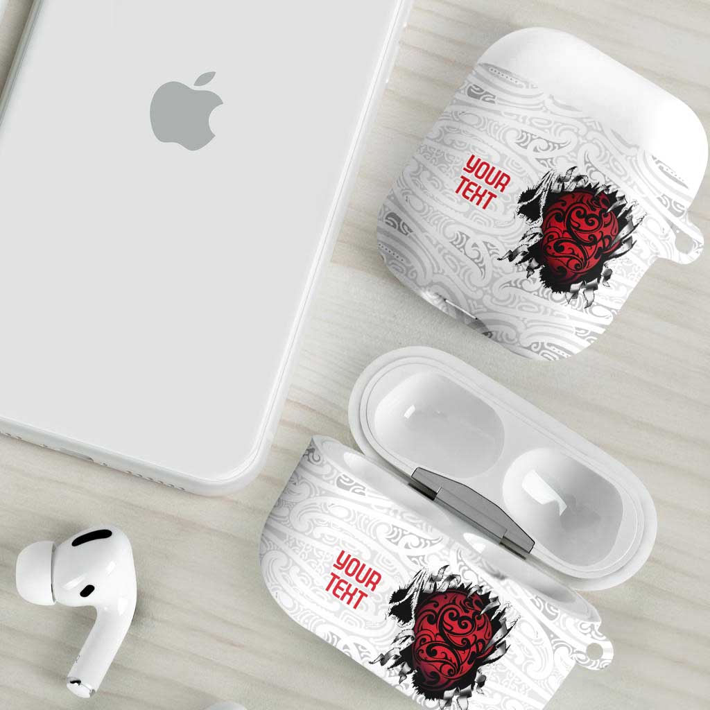 New Zealand Maori Heart Tribal Personalised AirPods Case Polynesian Patterns