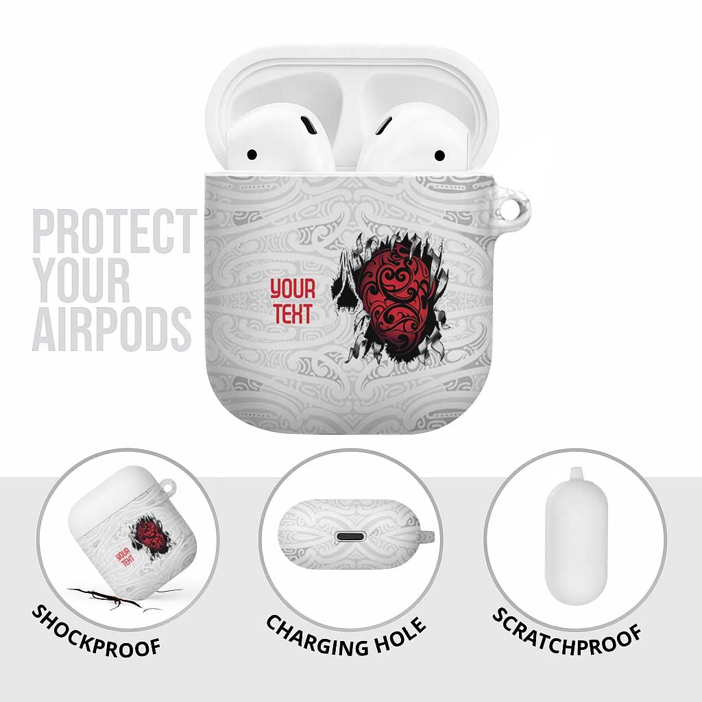 New Zealand Maori Heart Tribal Personalised AirPods Case Polynesian Patterns