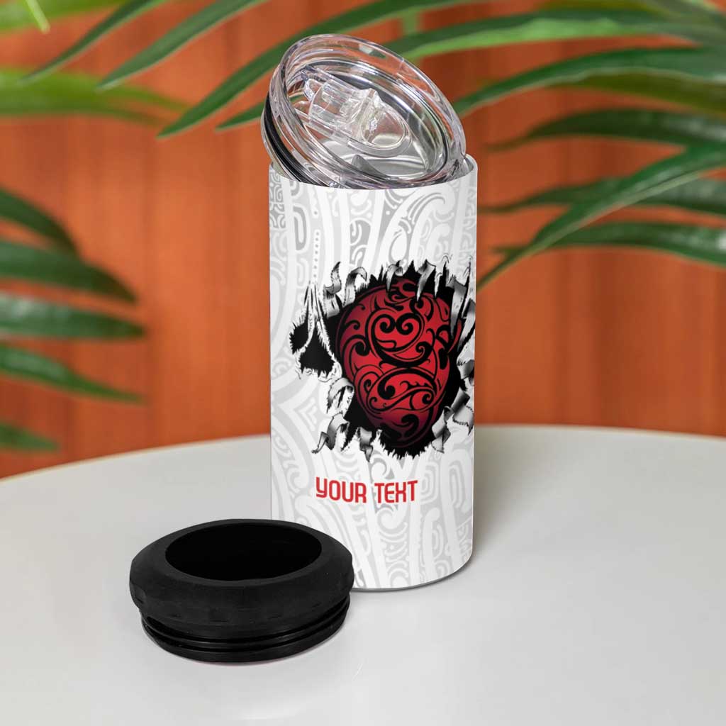 New Zealand Maori Heart Tribal Personalised 4 in 1 Can Cooler Tumbler Polynesian Patterns