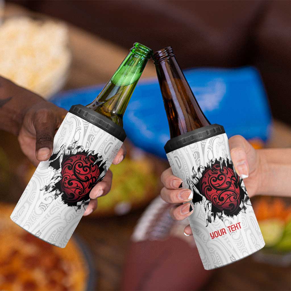 New Zealand Maori Heart Tribal Personalised 4 in 1 Can Cooler Tumbler Polynesian Patterns