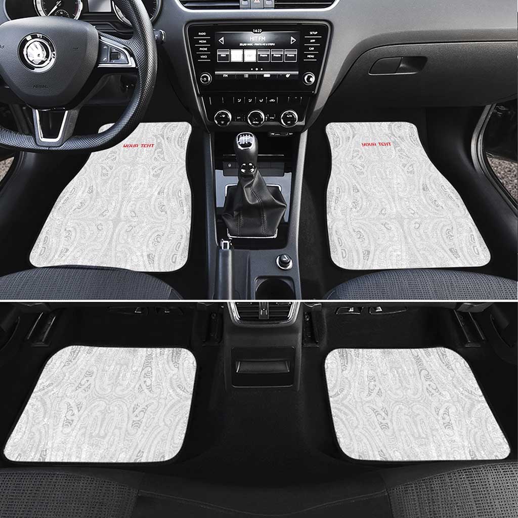 New Zealand Maori Heart Tribal Personalised Car Mats Polynesian Patterns LT9 Set 4pcs White - Polynesian Pride