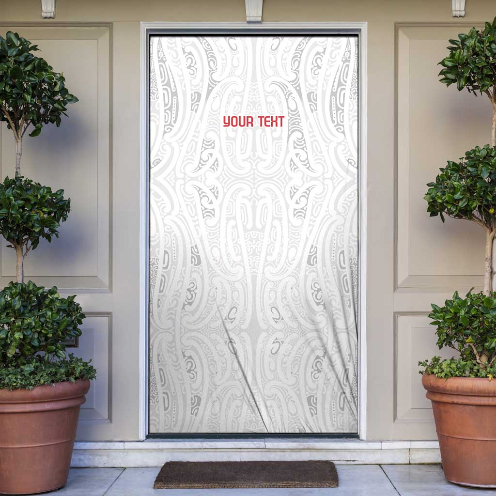 New Zealand Maori Heart Tribal Personalised Door Cover Polynesian Patterns LT9 White - Polynesian Pride
