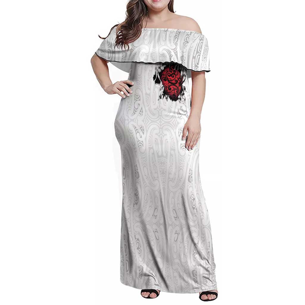 New Zealand Maori Heart Tribal Personalised Family Matching Off Shoulder Maxi Dress and Hawaiian Shirt Polynesian Patterns