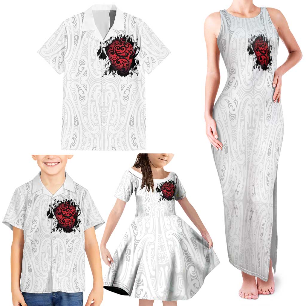 New Zealand Maori Heart Tribal Personalised Family Matching Tank Maxi Dress and Hawaiian Shirt Polynesian Patterns LT9 - Polynesian Pride