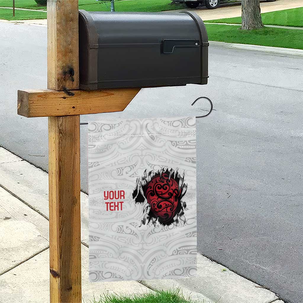 New Zealand Maori Heart Tribal Personalised Garden Flag Polynesian Patterns