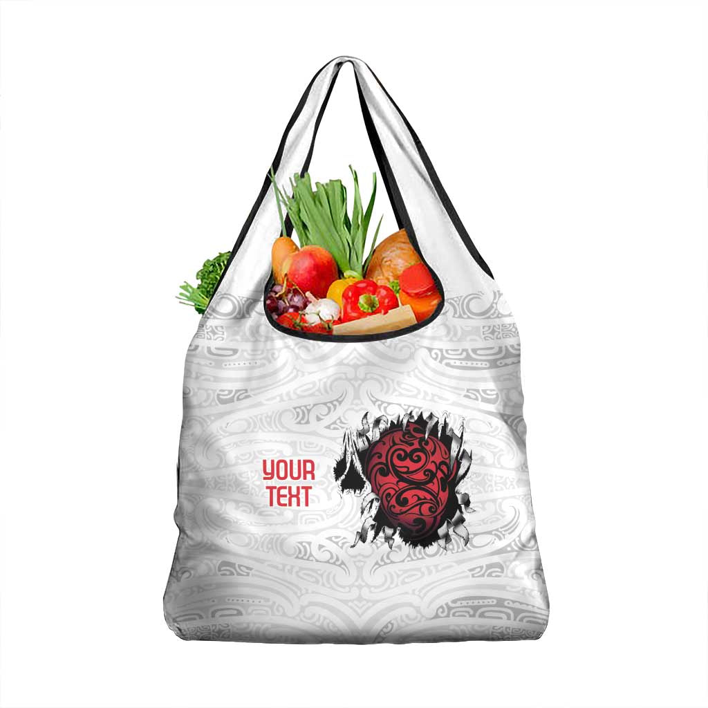 New Zealand Maori Heart Tribal Personalised Grocery Bag Polynesian Patterns