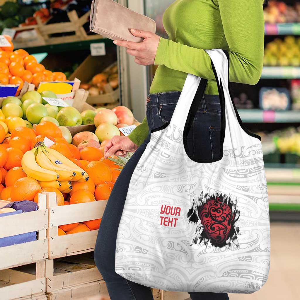 New Zealand Maori Heart Tribal Personalised Grocery Bag Polynesian Patterns