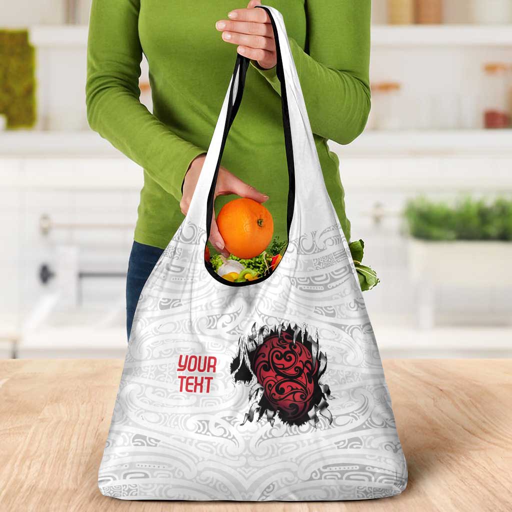 New Zealand Maori Heart Tribal Personalised Grocery Bag Polynesian Patterns