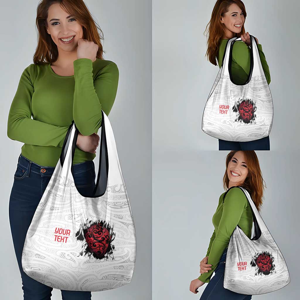 New Zealand Maori Heart Tribal Personalised Grocery Bag Polynesian Patterns
