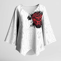 New Zealand Maori Heart Tribal Personalised Kimono Sleeve Blouse Polynesian Patterns