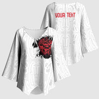 New Zealand Maori Heart Tribal Personalised Kimono Sleeve Blouse Polynesian Patterns