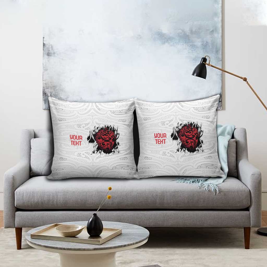 New Zealand Maori Heart Tribal Personalised Pillow Cover Polynesian Patterns