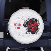 New Zealand Maori Heart Tribal Personalised Spare Tire Cover Polynesian Patterns LT9 No hole White - Polynesian Pride
