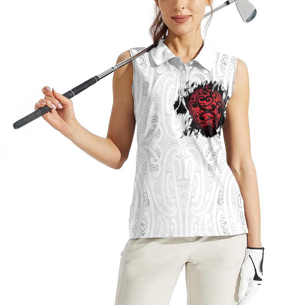 New Zealand Maori Heart Tribal Personalised Women Sleeveless Polo Shirt Polynesian Patterns