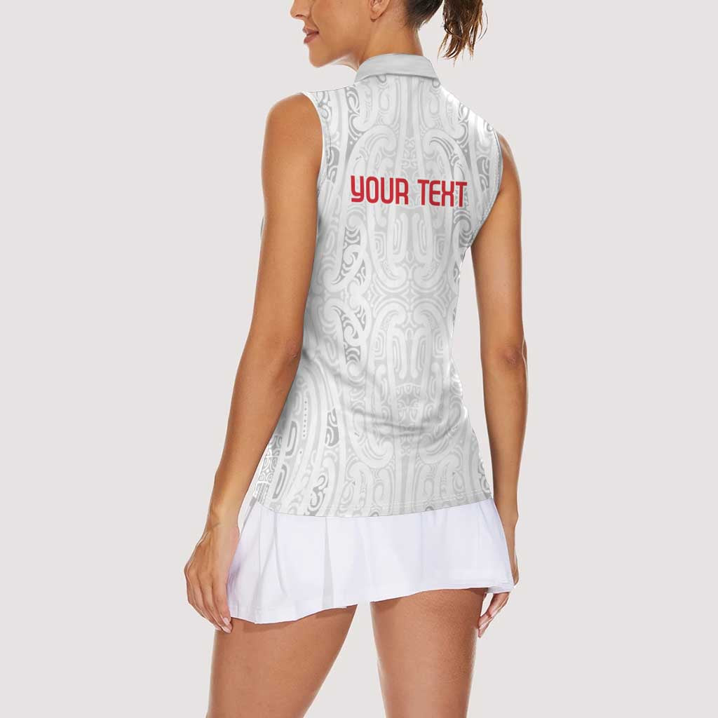 New Zealand Maori Heart Tribal Personalised Women Sleeveless Polo Shirt Polynesian Patterns