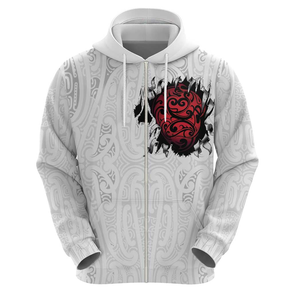 New Zealand Maori Heart Tribal Personalised Zip Hoodie Polynesian Patterns LT9 - Polynesian Pride